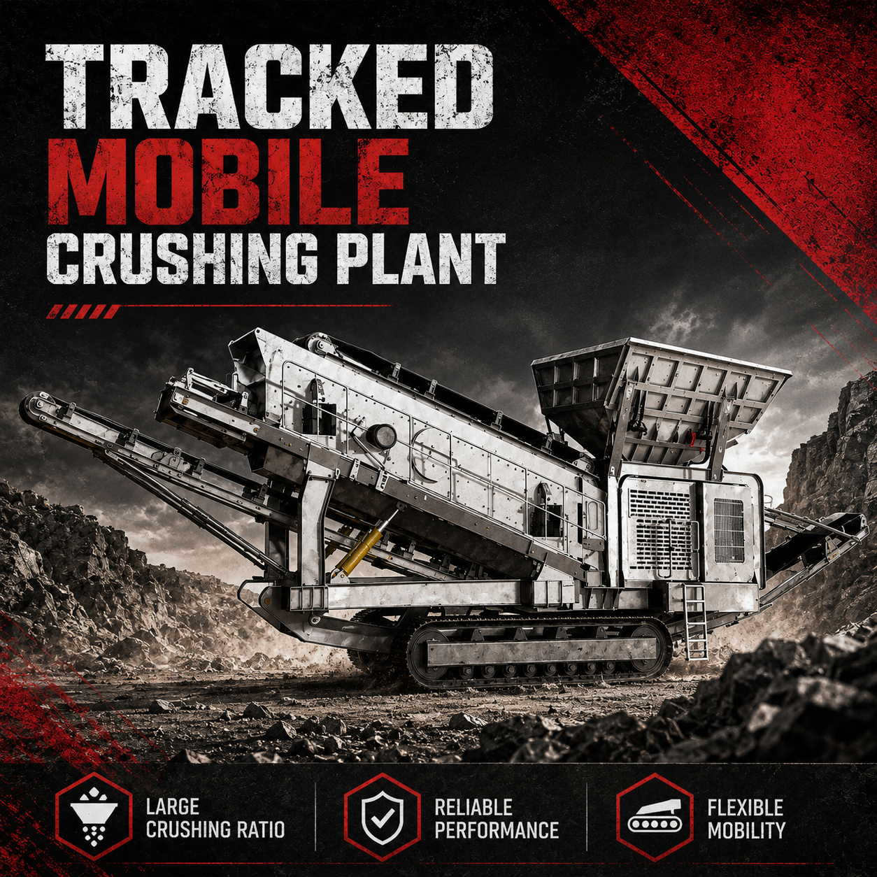 Équipement mobile de concassage de roches portable FEIFAN OEM pour le traitement du granit, du calcaire et du basalte, station de concassage mobile sur chenilles