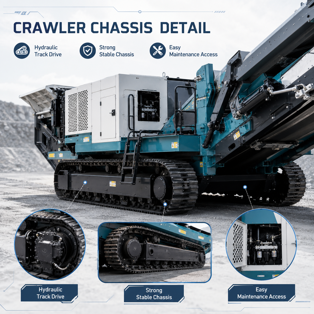 FEIFAN Équipement de concassage mobile sur chenilles OEM pour la production d'agrégats de carrière, avec mobilité flexible et coûts de transport réduits, installation de concassage mobile sur chenilles
