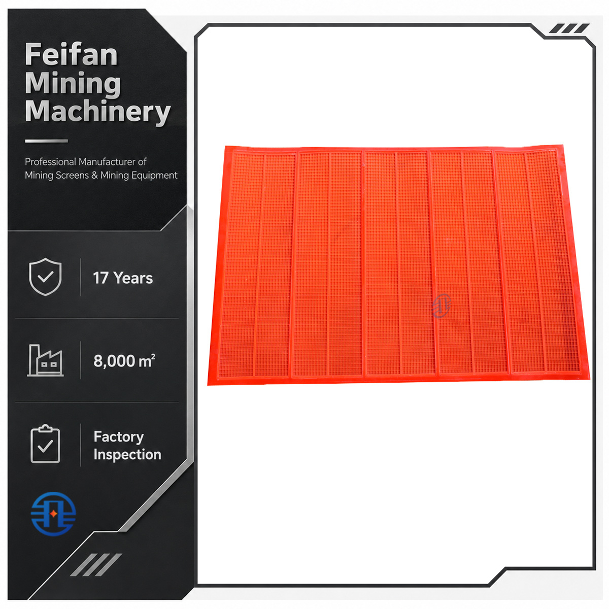 Tamis de mine en polyuréthane PU OEM FEIFAN pour criblage vibrant, concasseur de carrière, toile de déshydratation