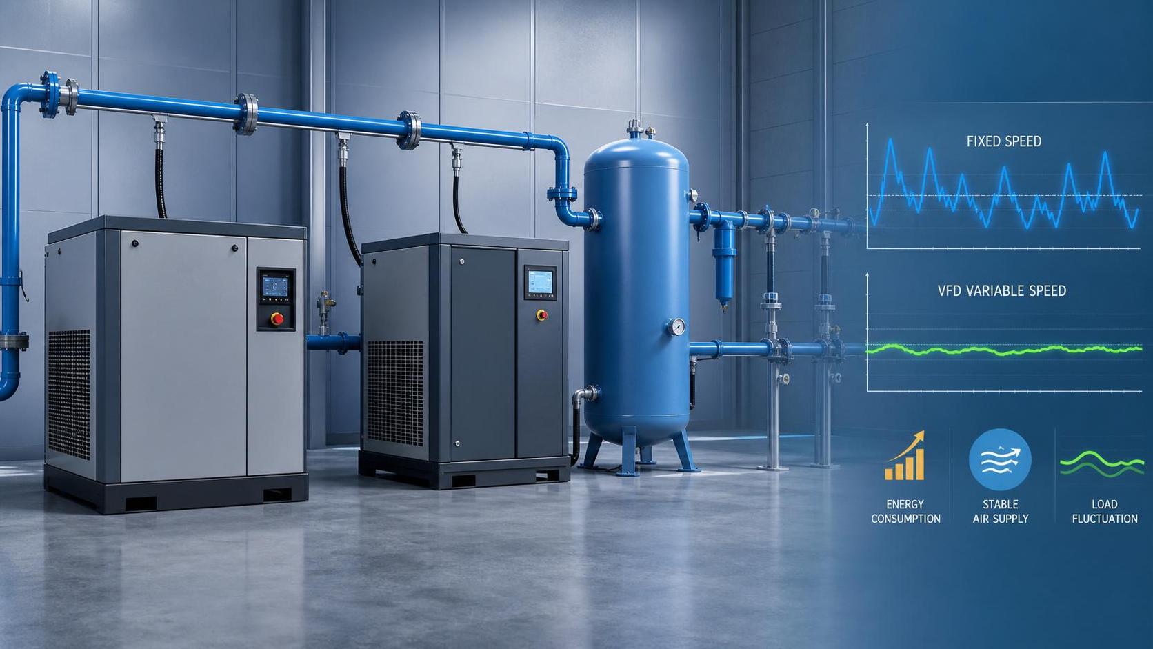 Air Compressors: Fixed Speed or Variable Speed for Lower Energy Cost?