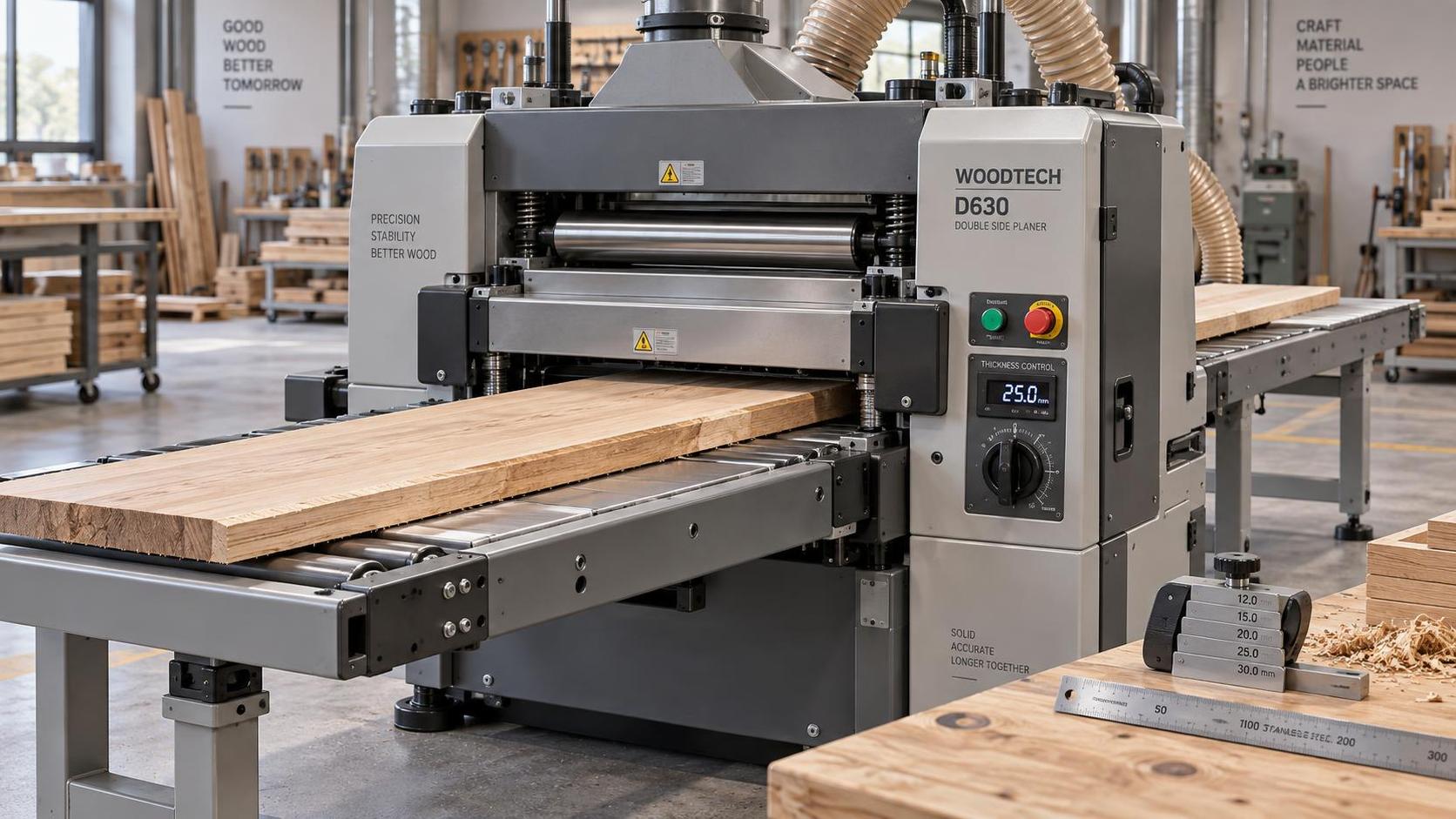 What causes snipe on a double sided planer and how can it be reduced?