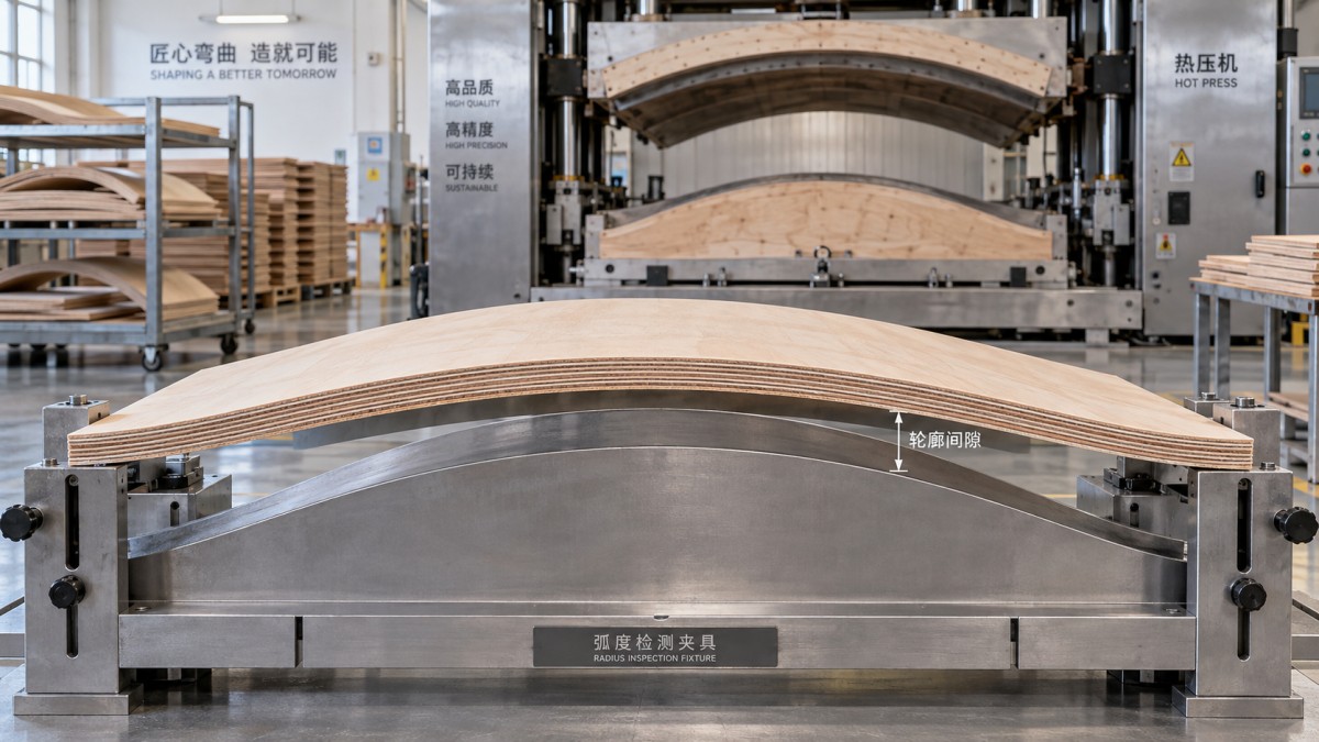 What causes springback after hot pressing bent plywood? What causes springback after hot pressing bent plywood?