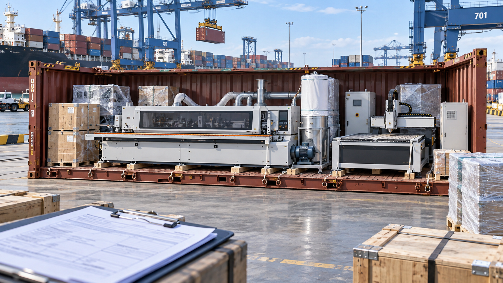When is customs clearance support needed for woodworking machines?