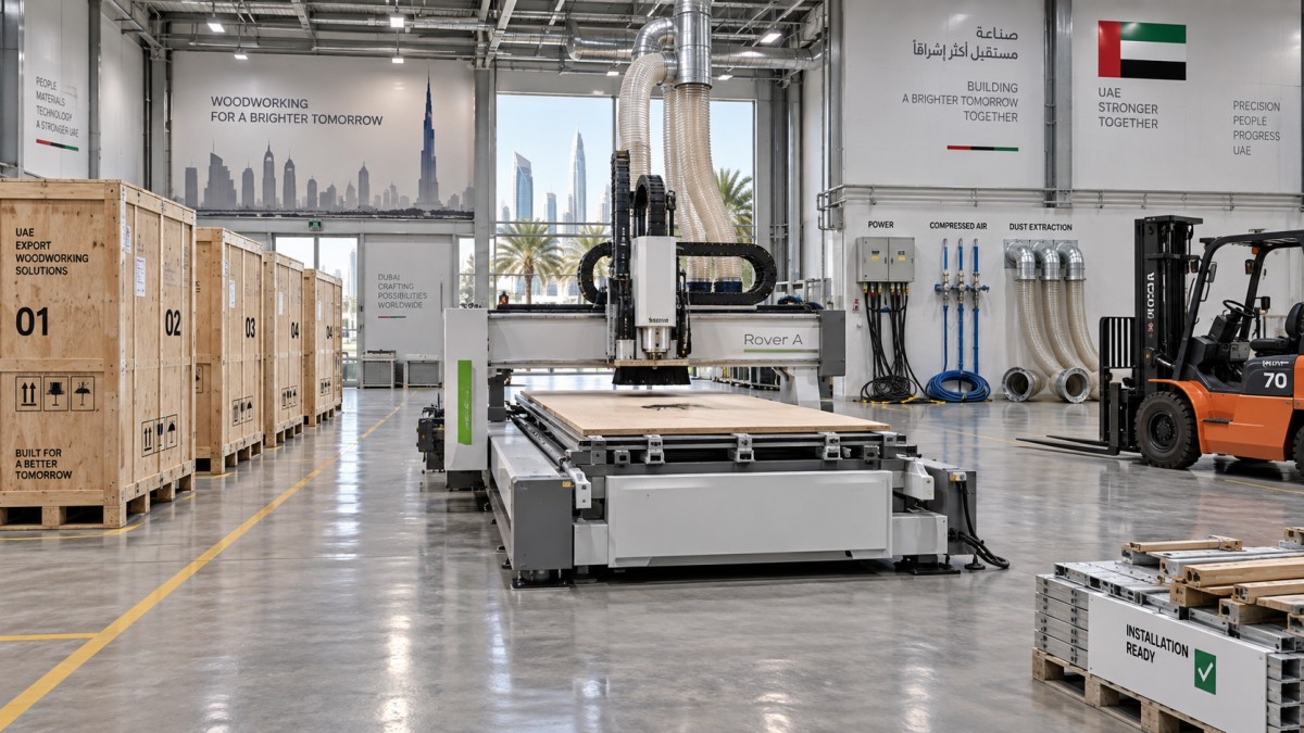 Préparer la livraison de machines à bois pour leur installation sur le site aux Émirats arabes unis