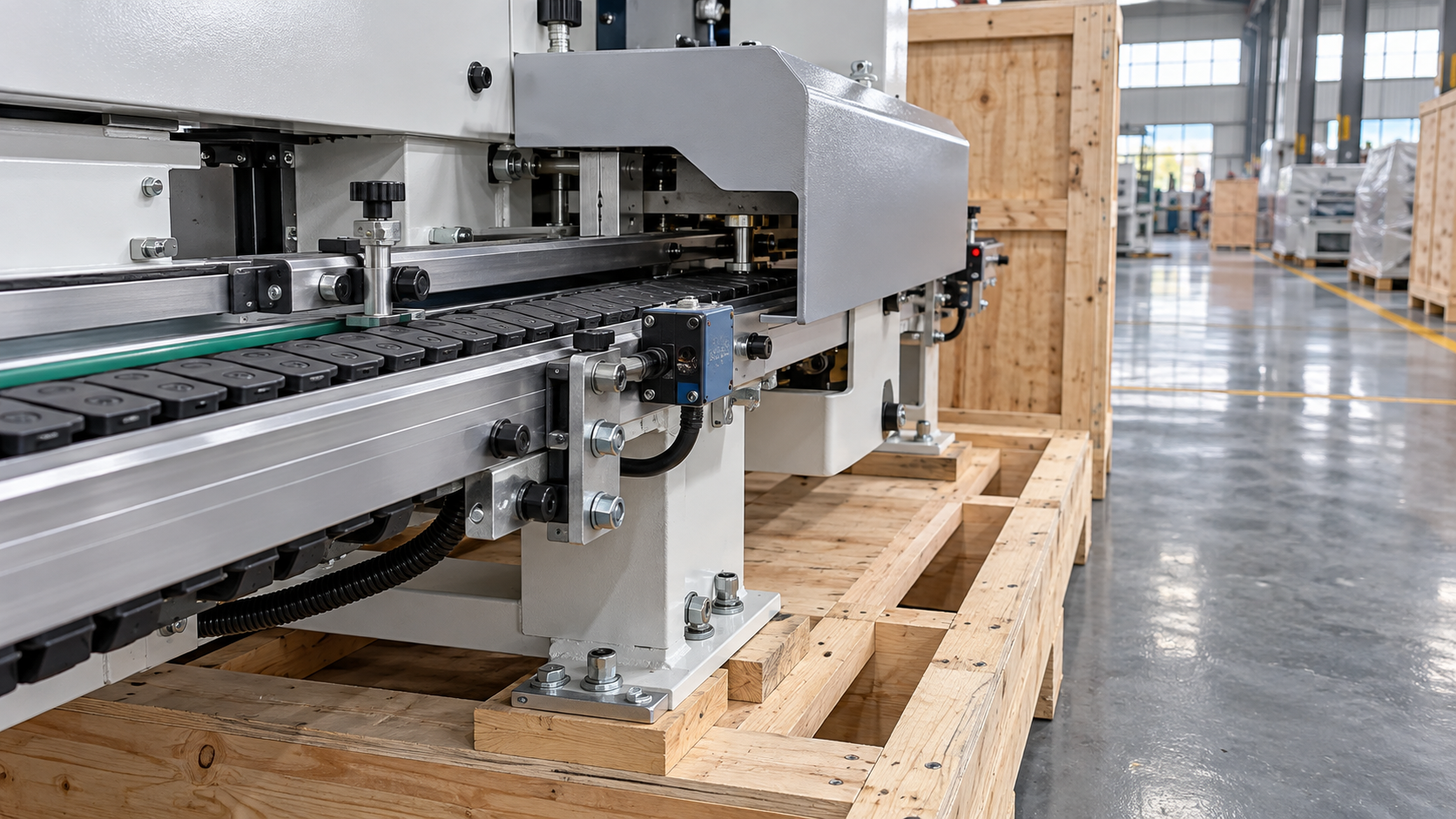 Protecting the feed conveyor when packing an edge bander for export