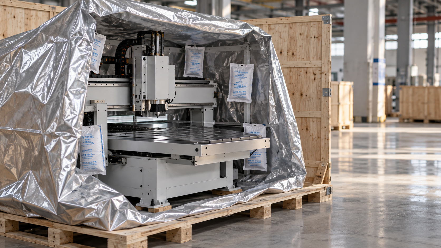 How much desiccant does woodworking machine moisture-proof packing need?