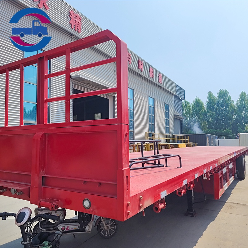 3 Axles 40FT Flatbed Container Truck Semi Trailer
