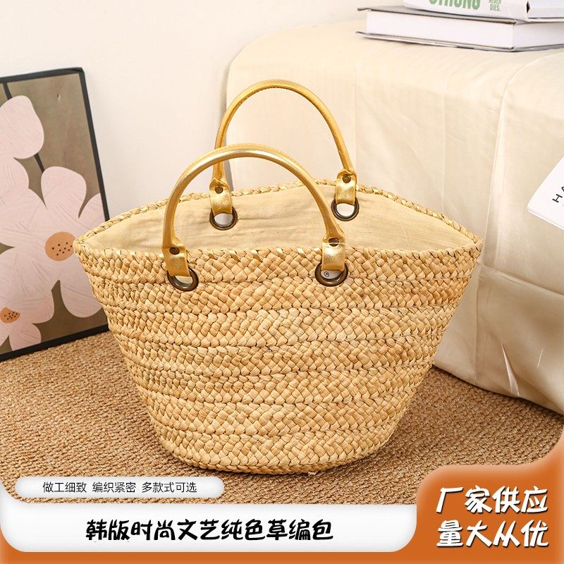 Korean style fashionable and artistic solid color straw bag
