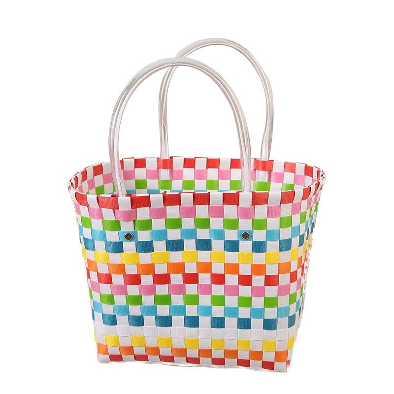 New Plastic Woven Gift Basket/Handbag/Souvenir Basket with Fresh Style Beach Bag/Tote Bag for Women