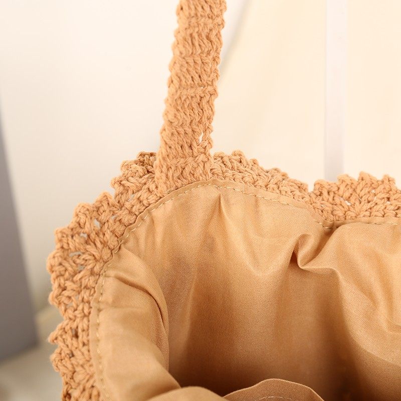 Fashionable and casual hollow one-shoulder cotton woven bag
