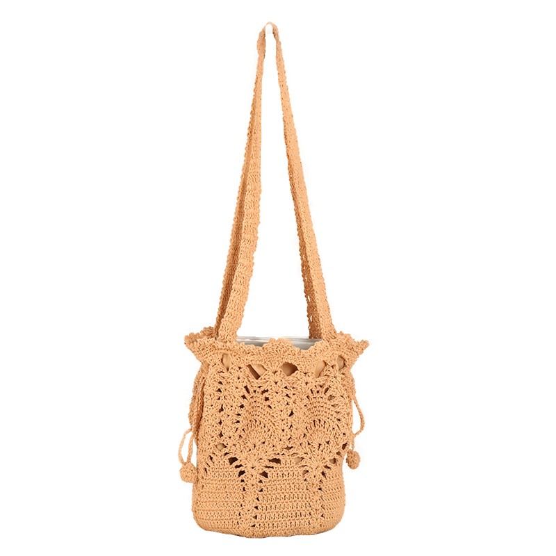 Fashionable and casual hollow one-shoulder cotton woven bag