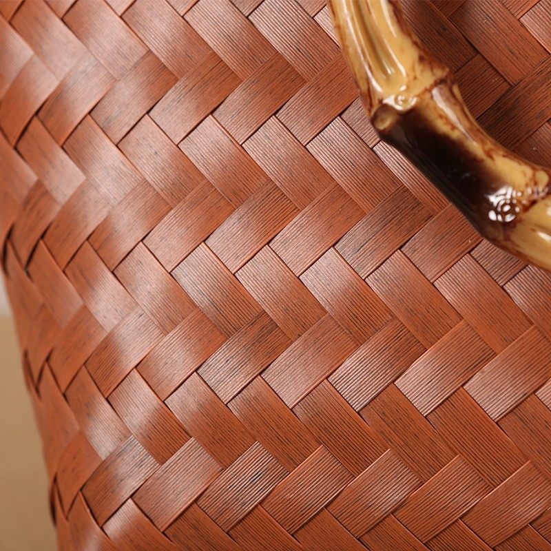 Imitation rattan straw woven bag, versatile basket bag, long shoulder strap, hand-woven rattan tote bag, shoulder bag, women's bag