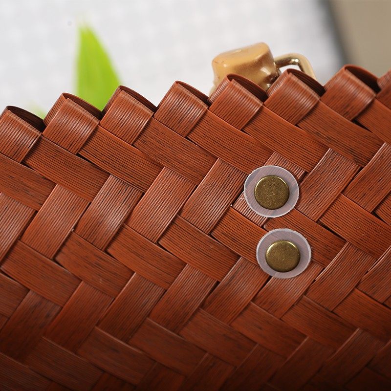 Imitation rattan straw woven bag, versatile basket bag, long shoulder strap, hand-woven rattan tote bag, shoulder bag, women's bag