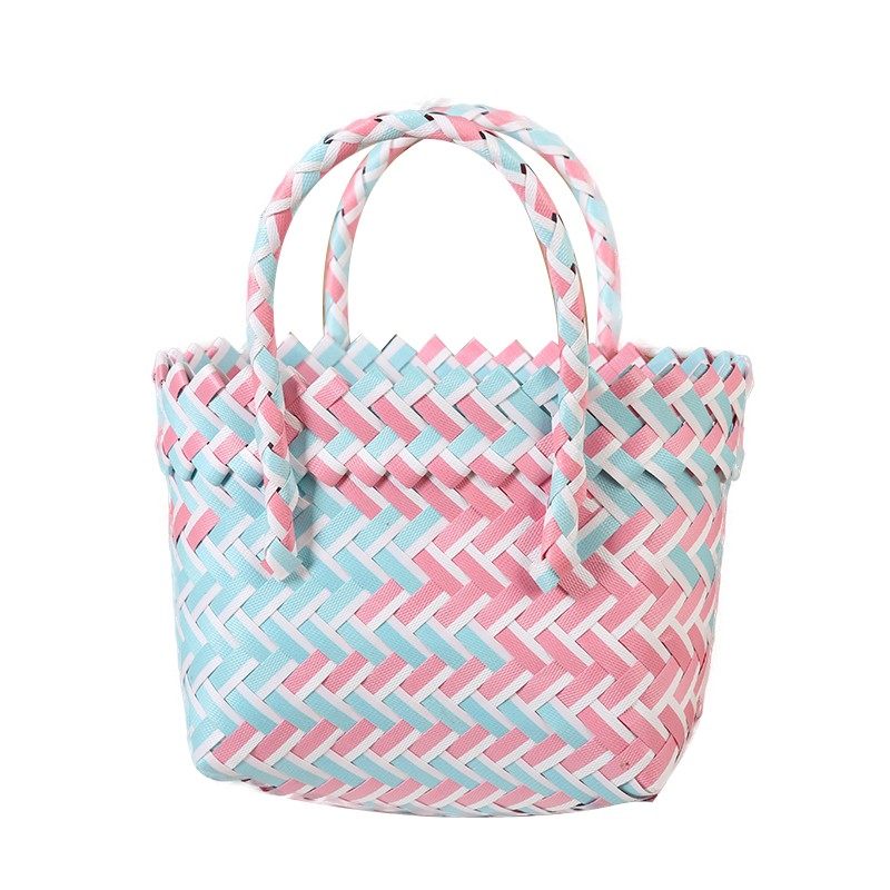 Simple children's woven plastic basket, women's handbag, everyday matching basket, gift basket