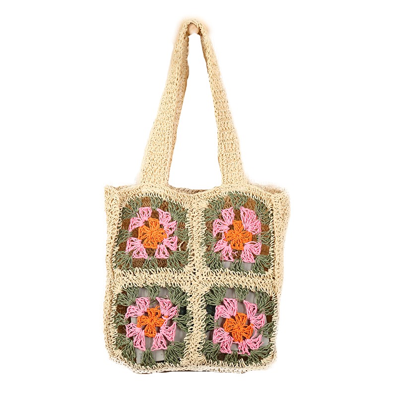 Large capacity openwork woven beach bag