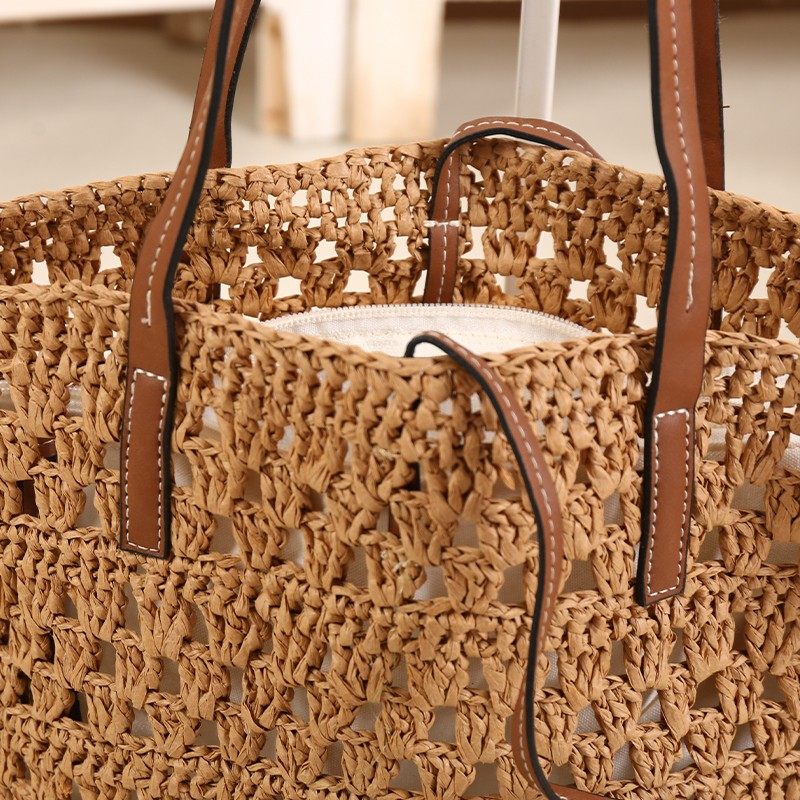 Large capacity openwork woven bag