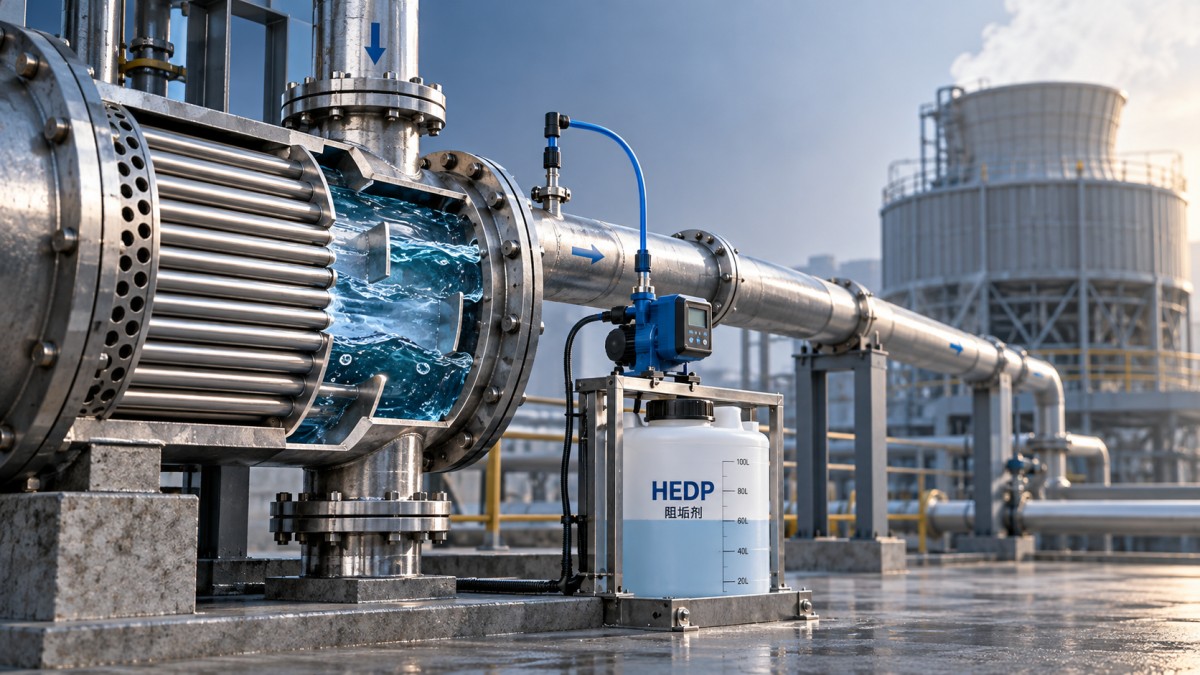 Quel est le rôle de l’inhibiteur de tartre HEDP dans l’eau de refroidissement en recirculation ?