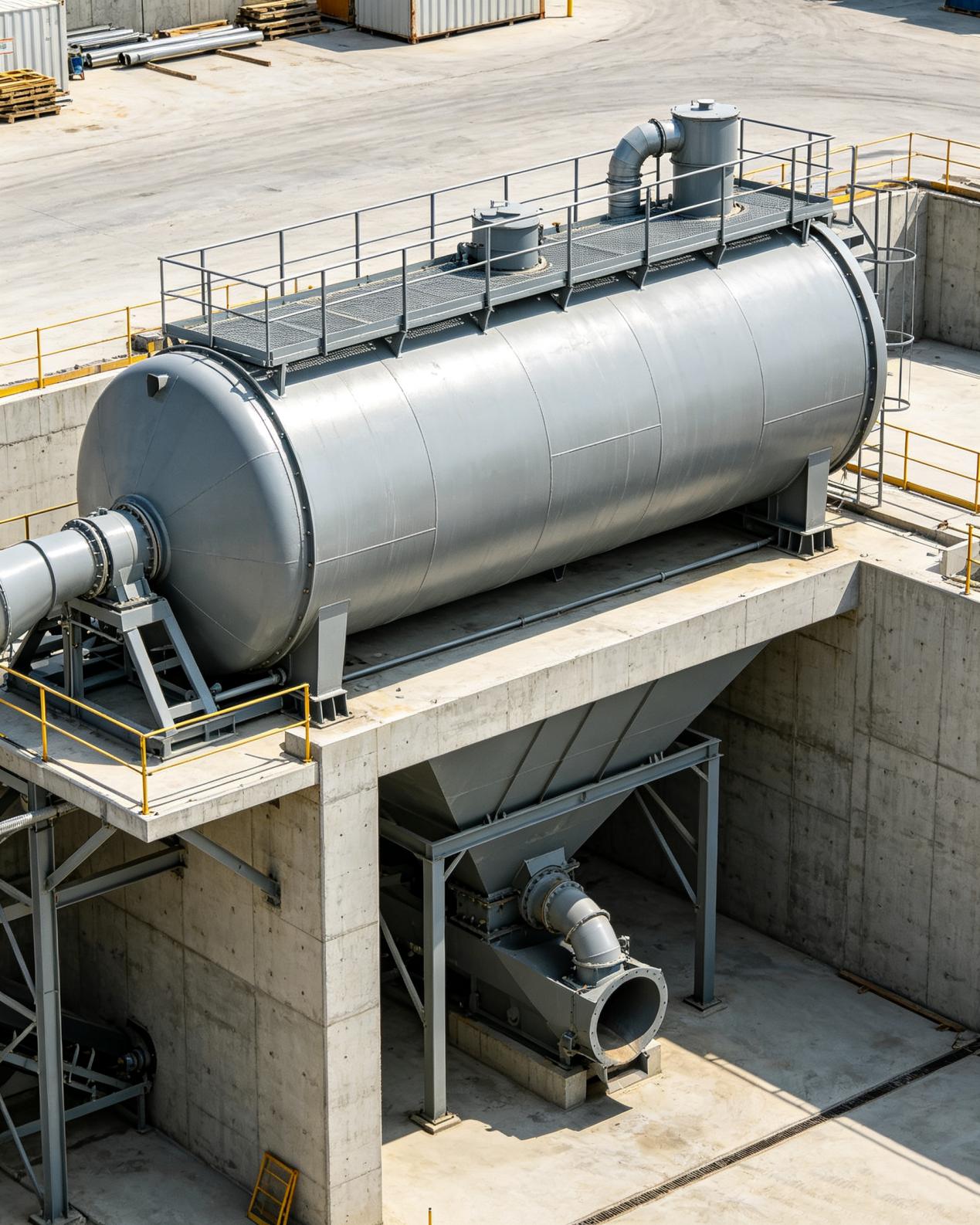 Tanques horizontales para almacenamiento de polvo a granel