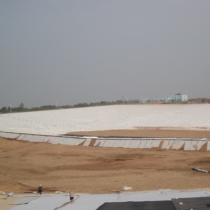 polyester filament geotextile for waste pond application R PET Filament Nonwoven Geotextile
