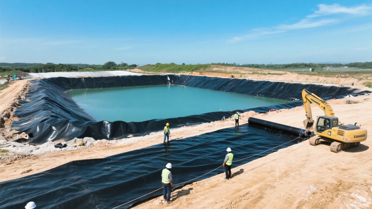 1791418167966611613535109120.jpeg HDPE geomembrane liner installation at an Asia-Pacific infrastructure site