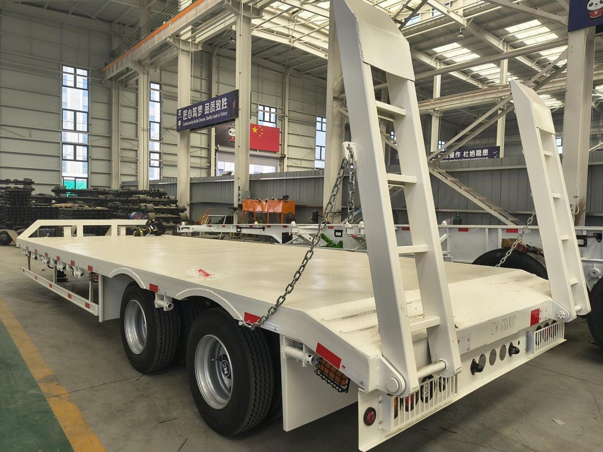 2 Axle Full Drawbar Flatbed Trailer with Ladder (2) 2 Axle Full Drawbar Flatbed Trailer with Ladder (2)