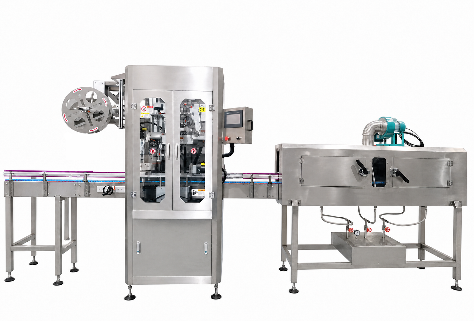 Sleeve and shrink labeling machine