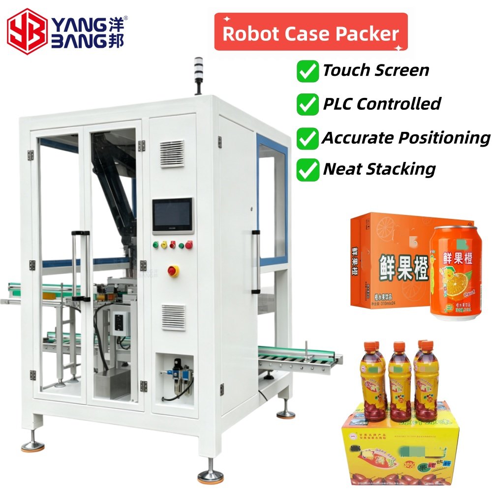 YB-ZX1300-2S encaisseuse automatique haute vitesse pour empilage ordonné de bouteilles de boissons, utilisée sur ligne de production, contrôle PLC