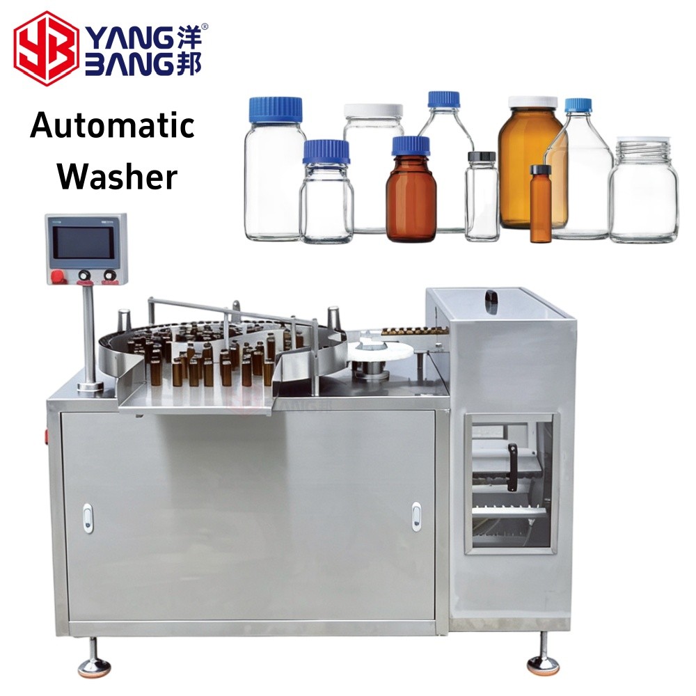 machine de lavage de bouteilles Équipement de lavage de bouteilles en verre et de flacons YB-ZX100 entièrement automatique à performances stables, lavage à l’eau et au gaz personnalisable