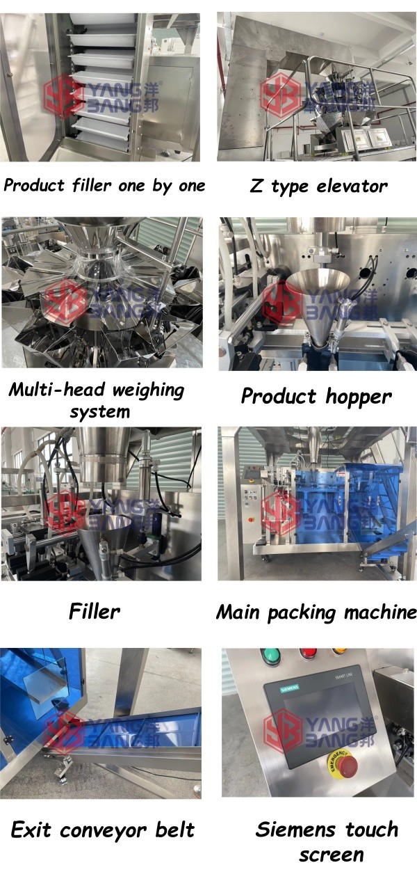 Máquina automática horizontal de envasado en bolsas prefabricadas para gránulos, caramelos, azúcar y granos de café YB-GD210K-1