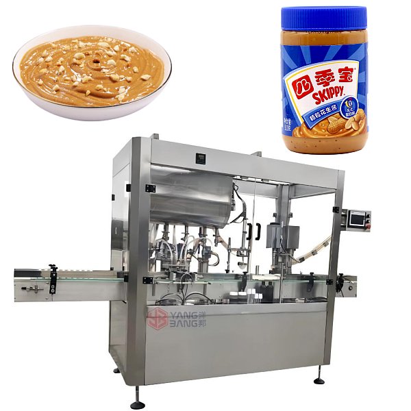 Máquina llenadora automática de mantequilla de cacahuete con doble cabezal de seguimiento YB-G2 para pasta viscosa en líneas de producción de alimentos