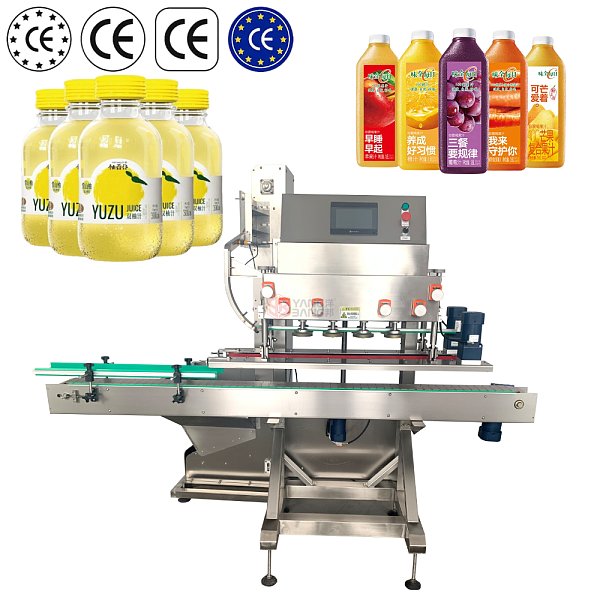 Línea de producción automática de ensamblaje de tapas para botellas de plástico de agua y aceite con máquina de sellado y taponado YB-CG120