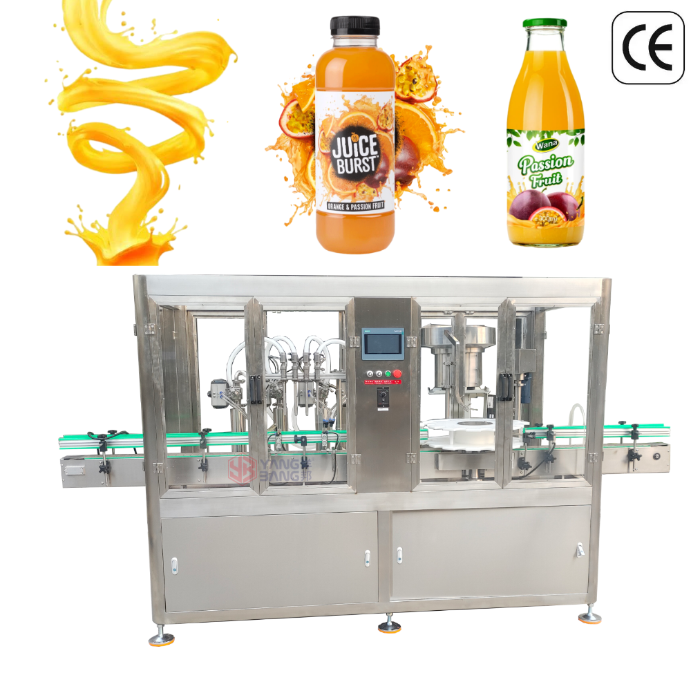Llenadora de jugo de alta precisión totalmente automática de la serie YB-YG4 con taponadora rotativa para botellas de PET y vidrio