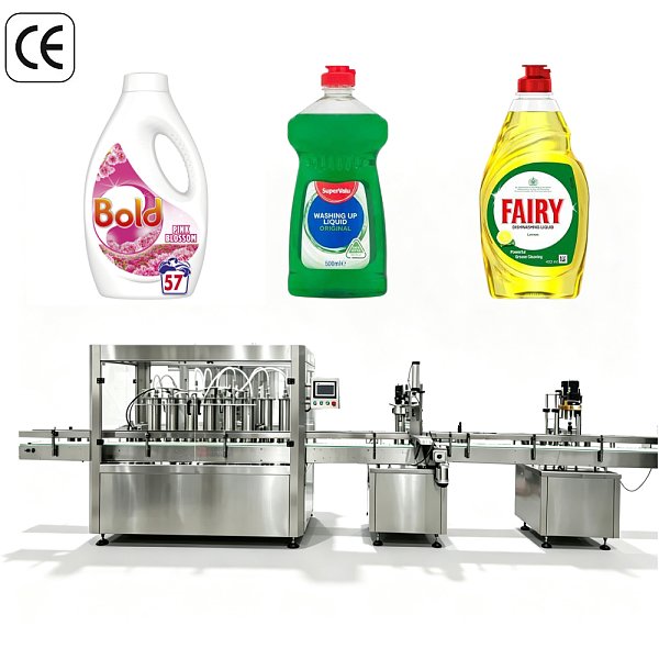Máquina llenadora lineal de líquidos automática de alta velocidad YB-YG8 de 8 boquillas para cubetas grandes de detergente para ropa de 1 kg