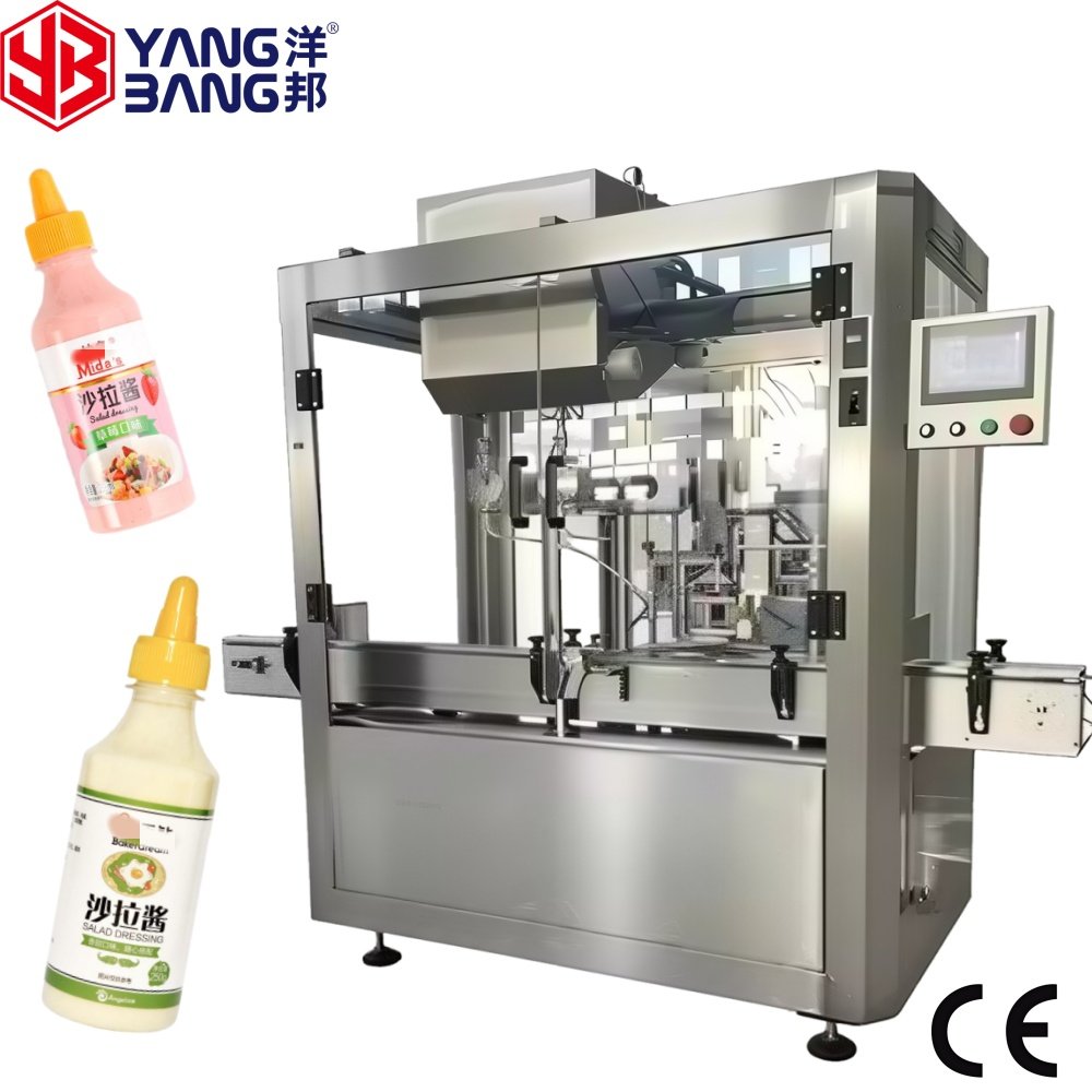 Máquina automática de llenado de salsa para ensalada YB-J4B, llenadora de tarros de alta velocidad, llenadora de pasta accionada por servomotor, antigoteo