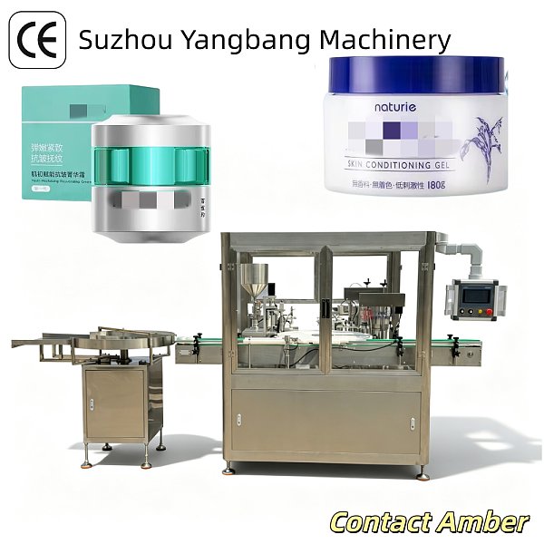 Máquina llenadora precisa de crema cosmética YB-J1B de un cabezal para productos de cuidado de la piel, crema facial y loción corporal, llenadora automática de tarros