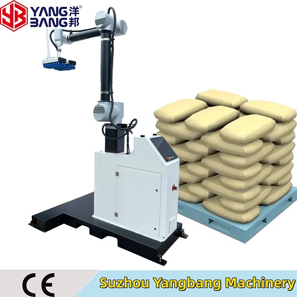 Maquinaria robotizada automática de paletizado YB-MD35L para sacos pesados, utilizada en líneas de producción de maquinaria posterior al envasado
