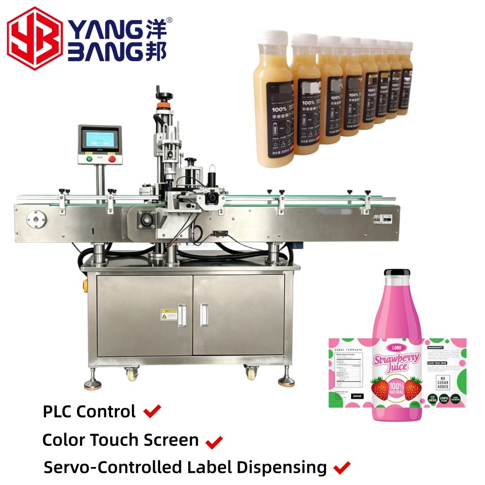 etiquetado de botellas de bebidas YB-LT80 Máquina etiquetadora de botellas redondas y cuadradas, totalmente automática, con efecto de etiquetado estable, fácil ajuste, configuración rápida y bajo desperdicio de etiquetas