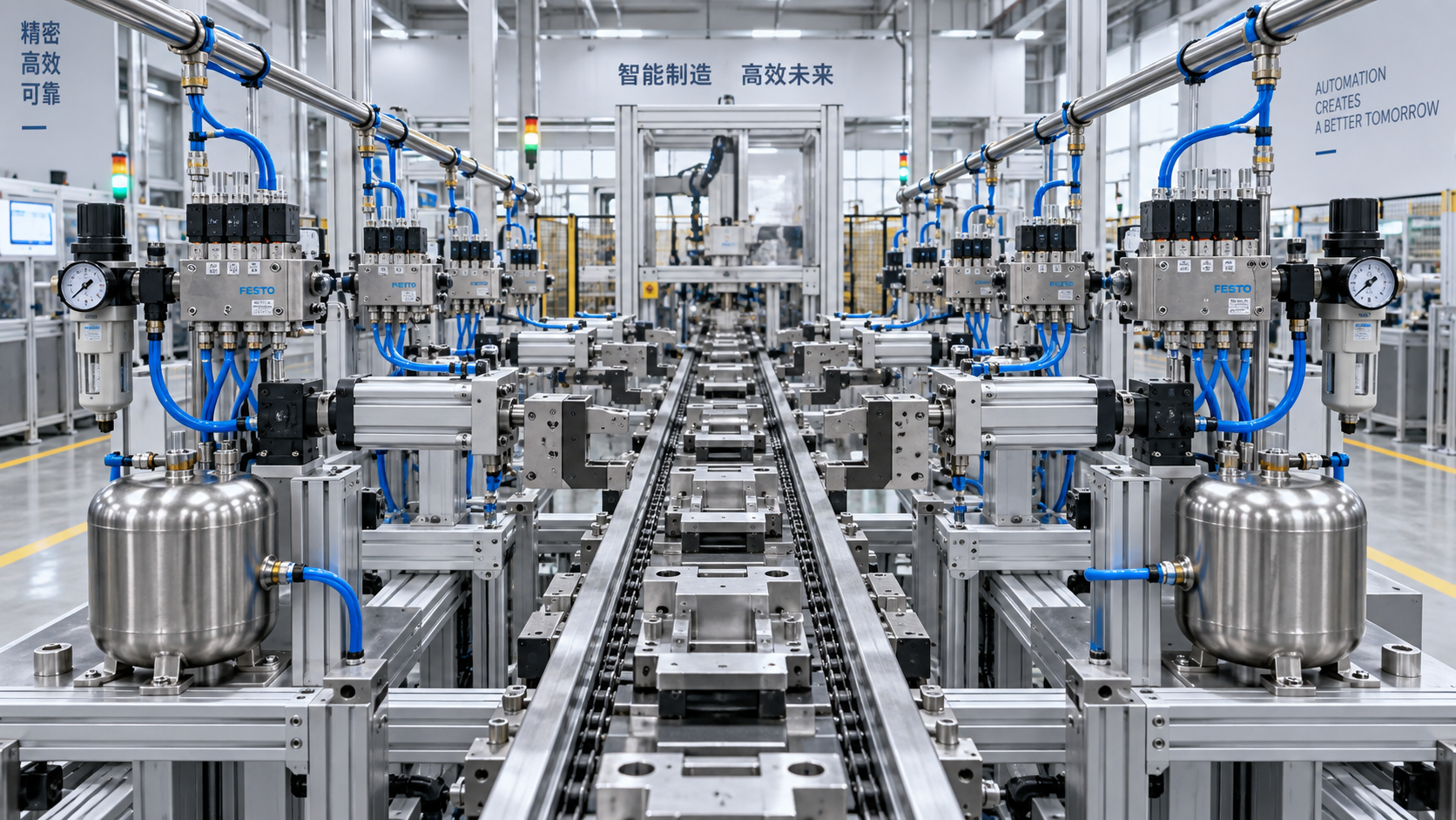 Which Pneumatic Valve Configuration Prevents Pressure Loss in Multi-Station Lines?