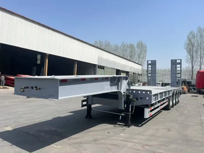 Semi-remorque surbaissée hydraulique à 4 essieux pour transport de charges basses