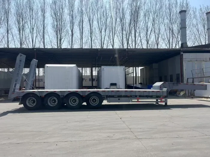 Semi-remorque surbaissée hydraulique à 4 essieux pour transport de charges basses