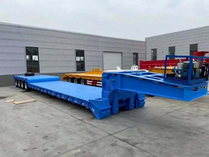 Remorque surbaissée RGN à 4 essieux et 80 t pour engins lourds à vendre