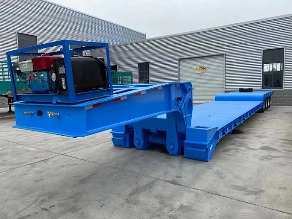 Semirremolque de cama baja RGN de 4 ejes y 80 t para maquinaria pesada en venta Semirremolque de cama baja RGN de 4 ejes y 80 t para maquinaria pesada en venta