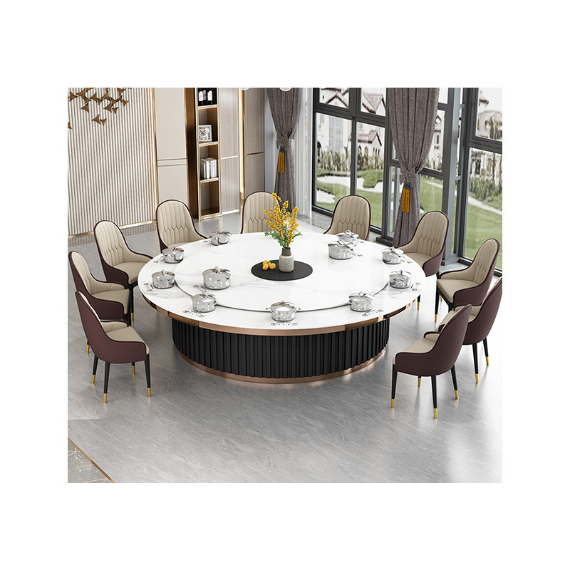 Beijiang Light Luxury Rock Plate Electric Dining Table Restaurant Commercial Round Rock Plate Dining Table Club Hot Pot Table Intelligent Large Round Table