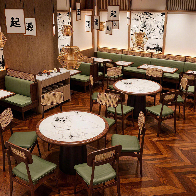 Simple solid wood dining restaurant booth restaurant barbecue restaurant hotpot table restaurant wall booth restaurant commercial table and chairs