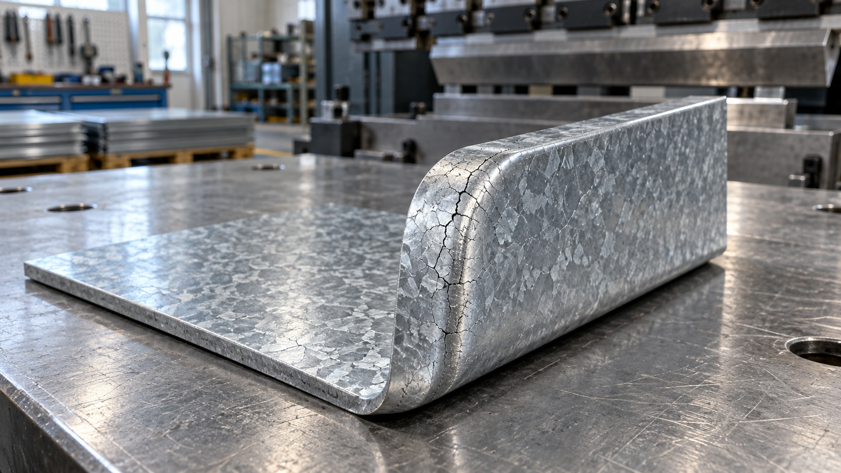 Why does the zinc coating on GI coil sheet crack during bending?