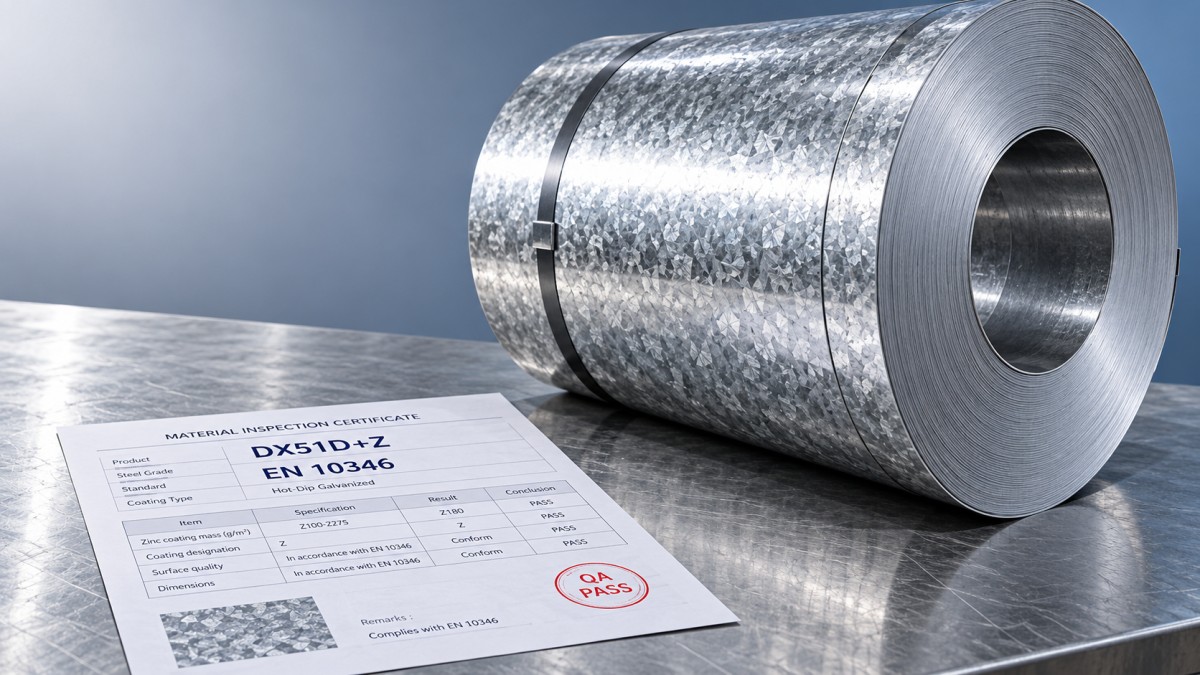 ¿Qué significa +Z en un certificado de bobina de acero galvanizado DX51D?