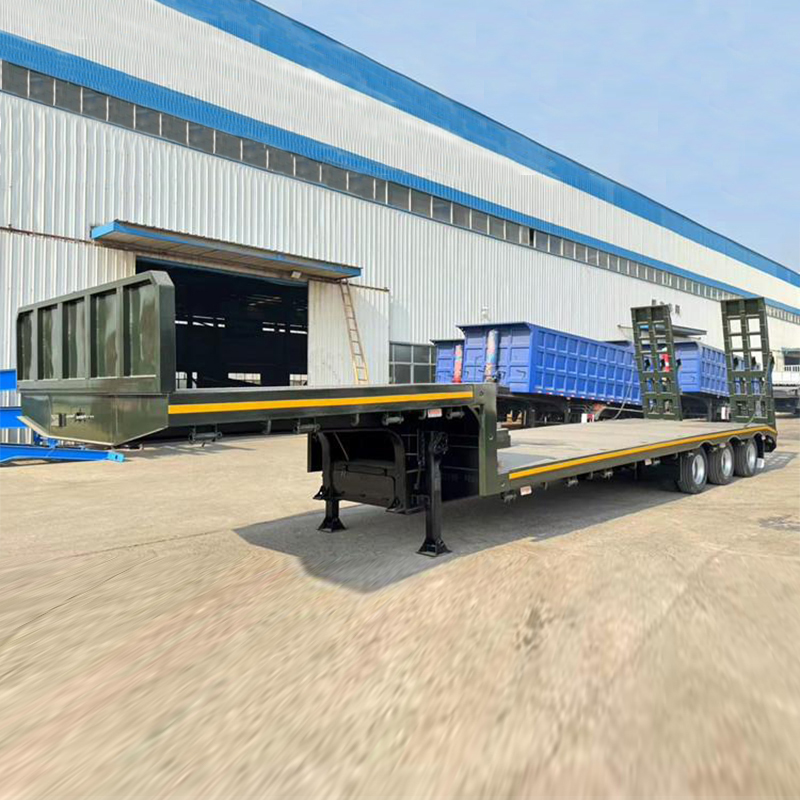 Flat Type 3 Axle Low Flatbed Trailer