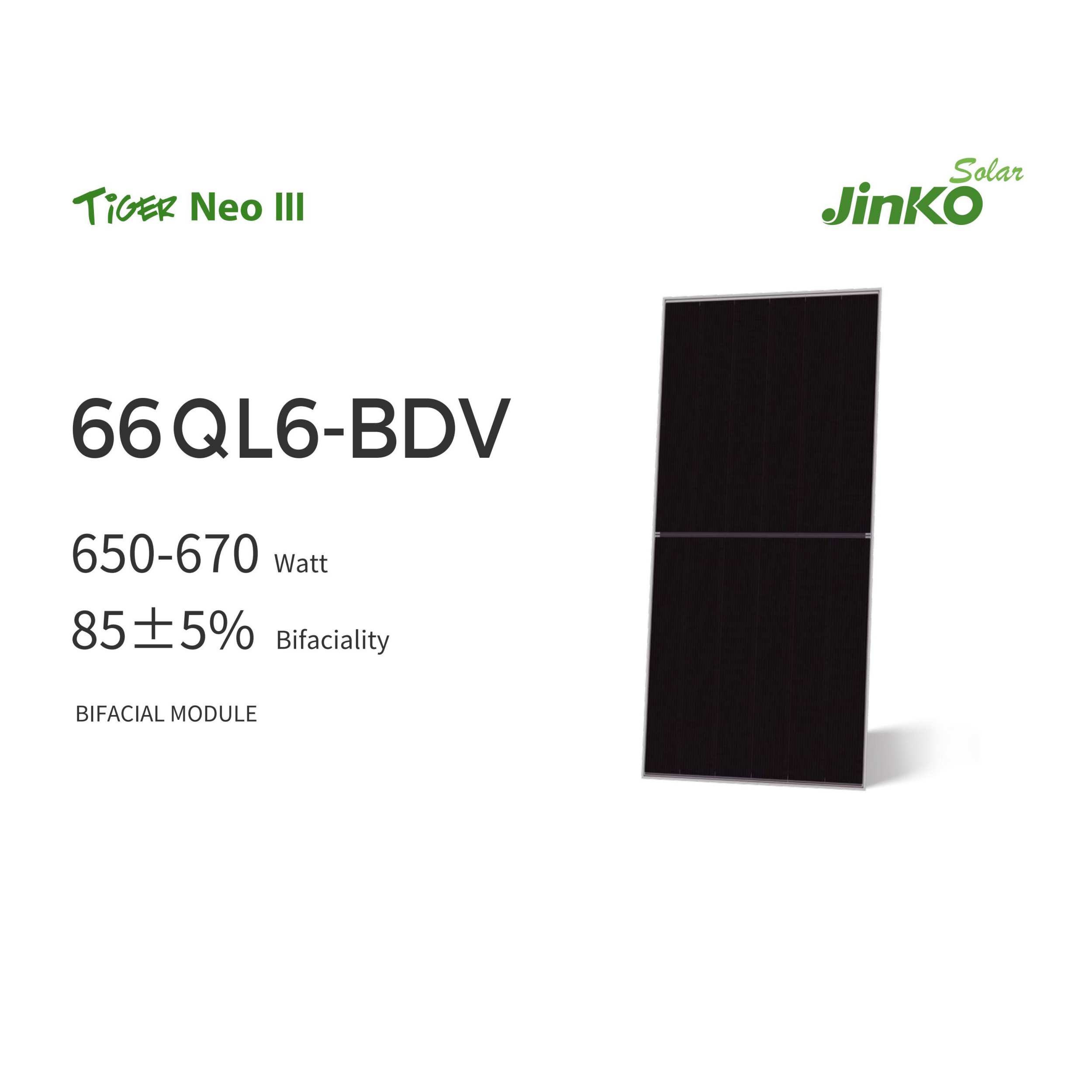 TiGER Neo 66QL6-BDV 650-670 Watt 85±5% Bifaciality BIFACIAL MODULE