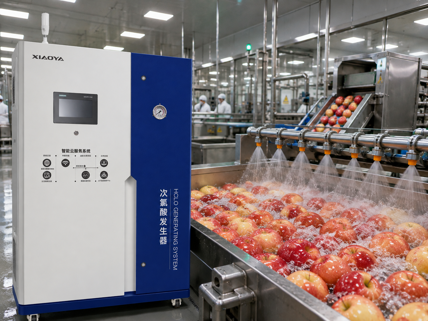 Générateur d'eau d'acide hypochloreux Xiaoya | Équipement dédié à la prévention et au contrôle écologiques de la pourriture aqueuse de la pomme, aidant les producteurs à réduire les pertes et à augmenter leurs revenus