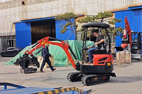 Indian customer test-drove a mini excavator